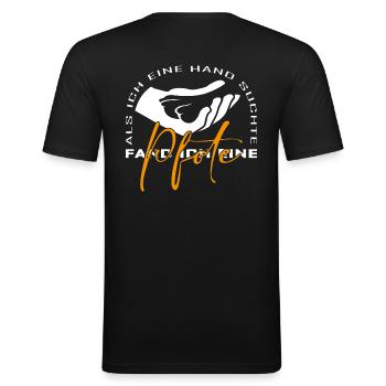 Als ich eine Hand suchte fand ich eine Pfote - Männer Slim Fit T-Shirt - Schwarz - Hinten - Nik (191cm)