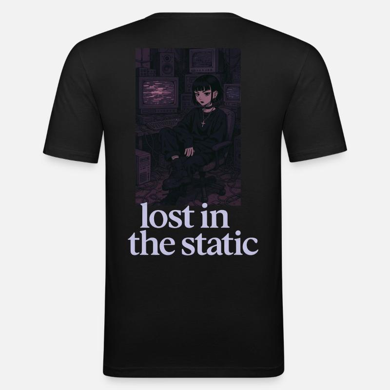 Perdu dans l’électricité statique - T-shirt près du corps Homme - noir