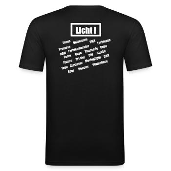 Licht Text - Männer Slim Fit T-Shirt - Schwarz - Hinten - Nik (191cm)
