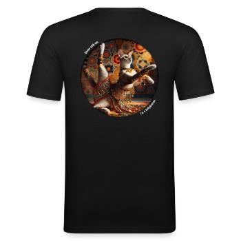 Bauchtanz-Katze - Männer Slim Fit T-Shirt - Schwarz - Hinten - Nik (191cm)
