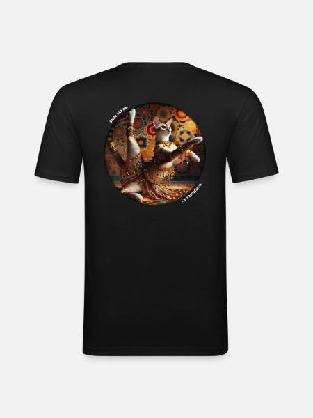 Bauchtanz-Katze - Männer Slim Fit T-Shirt - Schwarz