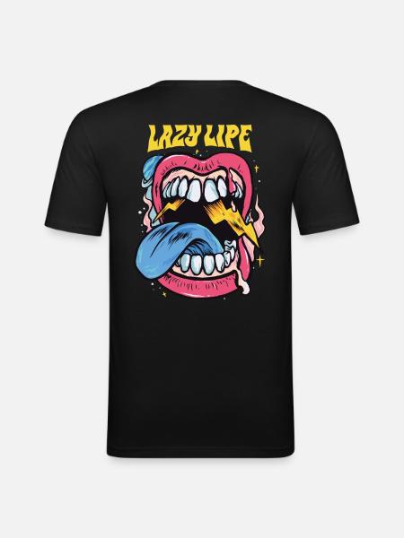 LAZY LIPE - Männer Slim Fit T-Shirt - Schwarz