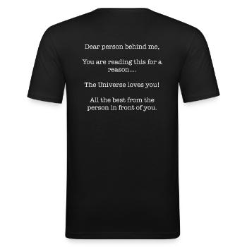 The universe loves you - Men's Slim Fit T-Shirt - black - Back - Nik (191cm)