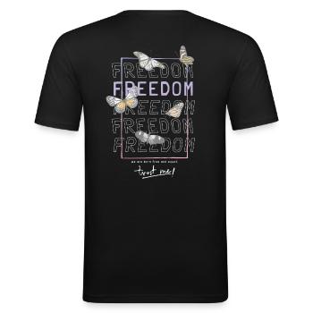 FREEDOM - Männer Slim Fit T-Shirt - Schwarz - Hinten - Nik (191cm)