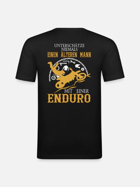 Älterer Mann Enduro - Männer Slim Fit T-Shirt - Schwarz