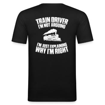 Triebfahrzeugführer Lokführer Lokomotivführer - Männer Slim Fit T-Shirt - Schwarz - Hinten - Nik (191cm)