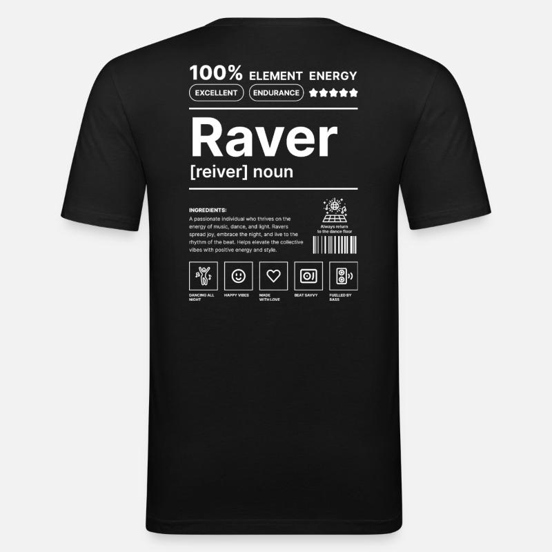 Raver-Lebensstil Weiß - Männer Slim Fit T-Shirt - Schwarz