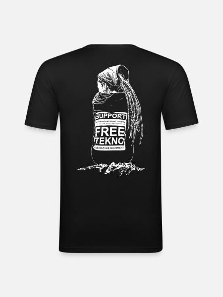 support freetekno - Männer Slim Fit T-Shirt - Schwarz