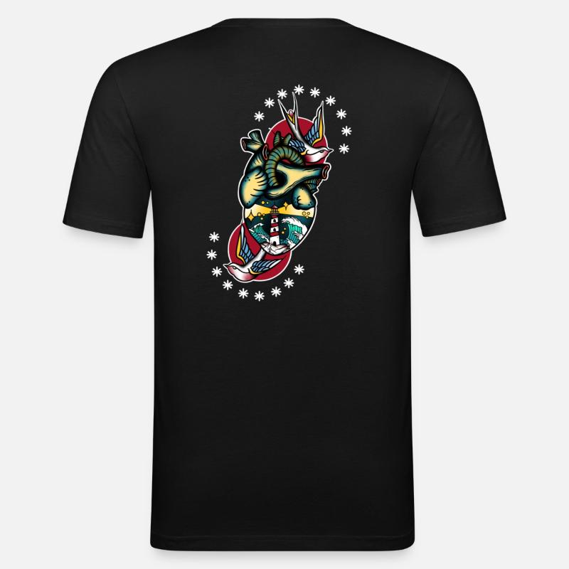 Herz schluckt - Männer Slim Fit T-Shirt - Schwarz