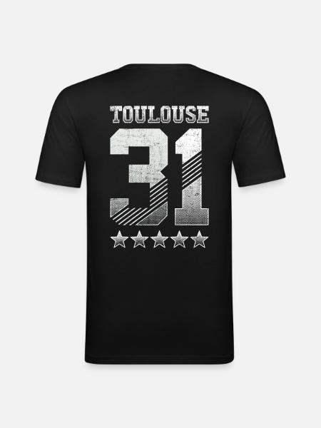Toulouse 31, 5 étoiles, "Halftones" - T-shirt près du corps Homme - noir