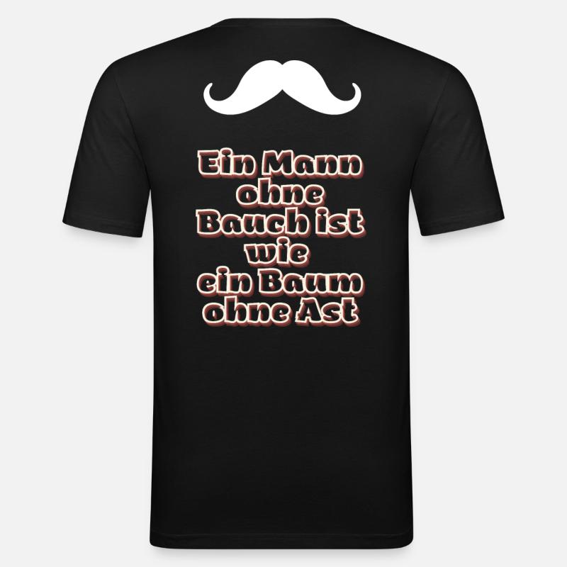Mann ohne Bauch - Männer Slim Fit T-Shirt - Schwarz