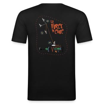 Escalade et physique: la force de choc - T-shirt près du corps Homme - noir - Dos - Nik (191cm)