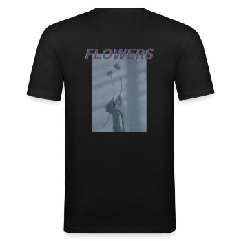 FLOWERS - Blumen - Männer Slim Fit T-Shirt - Schwarz - Hinten - Nik (191cm)