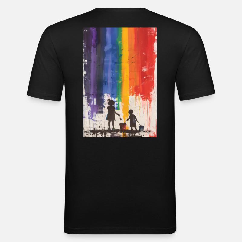 Farbenfroh - Männer Slim Fit T-Shirt - Schwarz