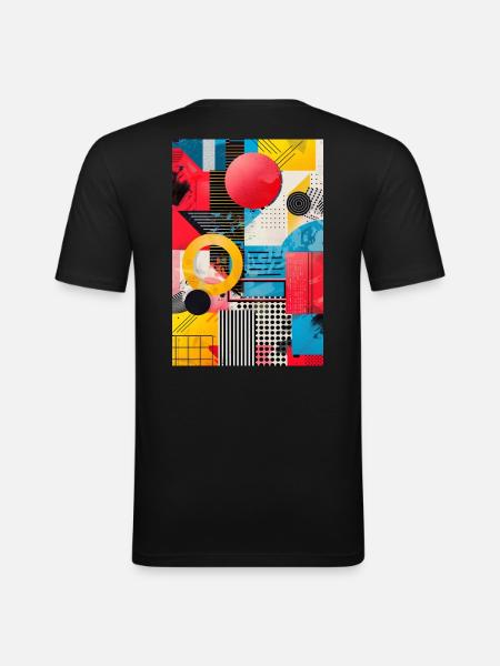 Retro Style - Abstract Shapes - Men's Slim Fit T-Shirt - black