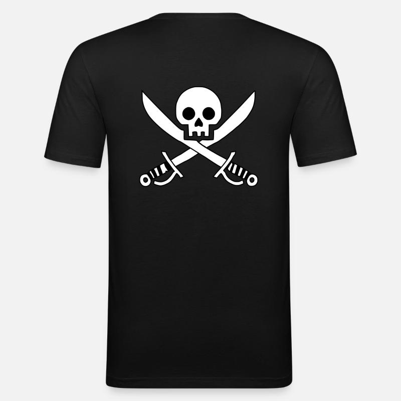 Pirat - Totenschädel - Männer Slim Fit T-Shirt - Schwarz