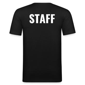 STAFF - T-shirt Noir Texte dans le Dos - T-shirt près du corps Homme - noir - Dos - Nik (191cm)