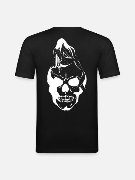 Mermaid on Skull - Men's Slim Fit T-Shirt - black