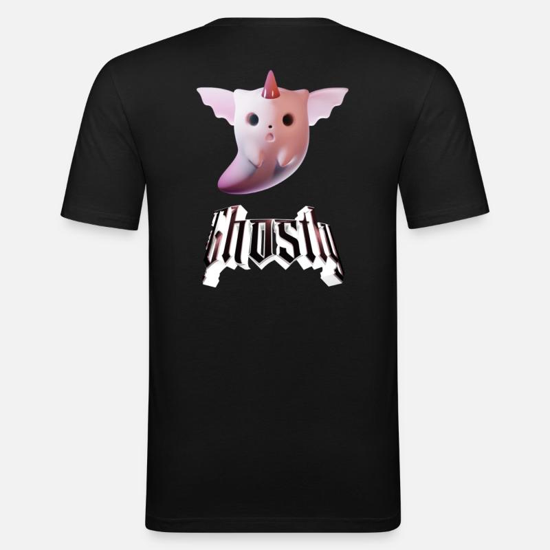 Ghostly Two - Männer Slim Fit T-Shirt - Schwarz