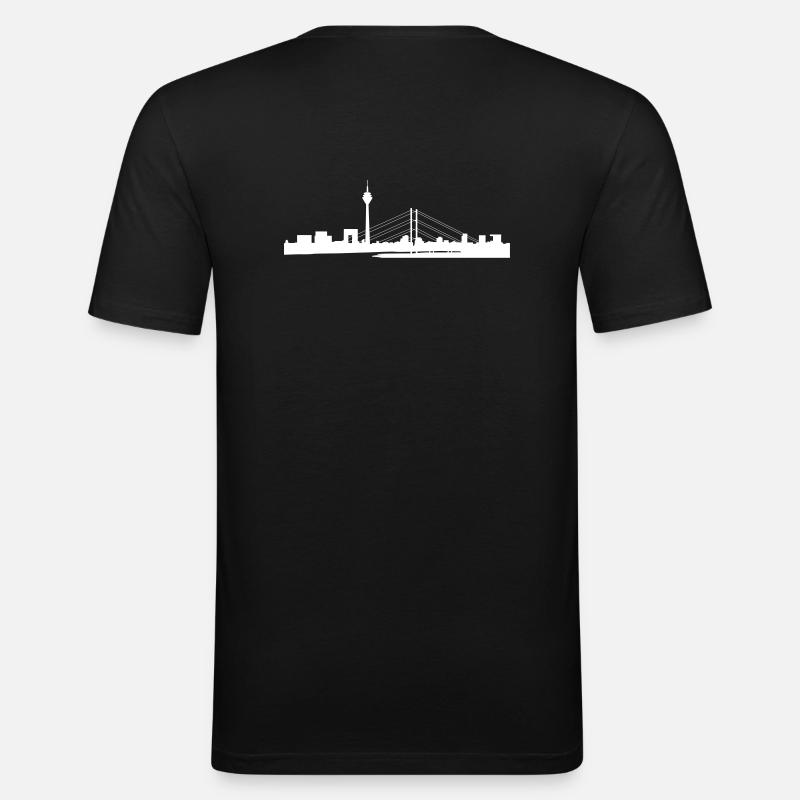 Düsseldorf Skyline 03 - Männer Slim Fit T-Shirt - Schwarz