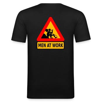 Homme travaillant - T-shirt près du corps Homme - noir - Dos - Nik (191cm)