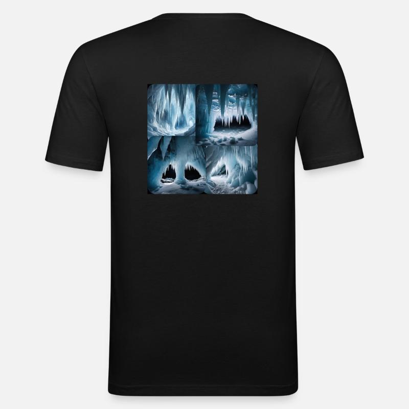 Eishöhle - Männer Slim Fit T-Shirt - Schwarz