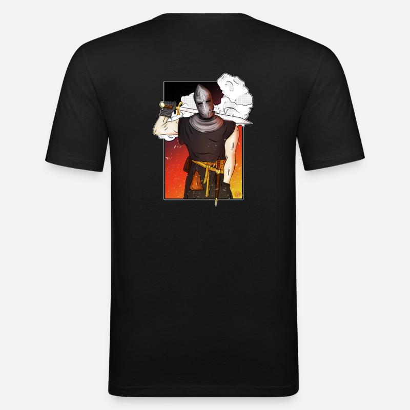 Yankee-Ritter mit Schwert - Männer Slim Fit T-Shirt - Schwarz