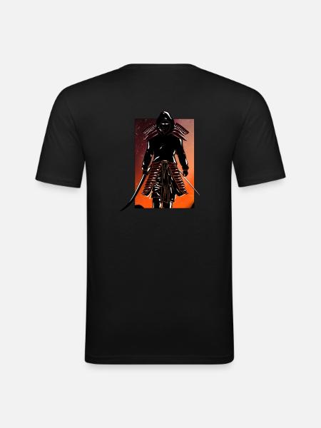 Samurai Hannya im Kapuzenpullover - Männer Slim Fit T-Shirt - Schwarz