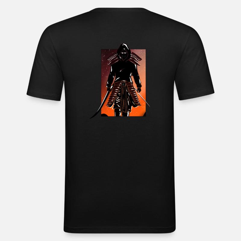 Samurai Hannya im Kapuzenpullover - Männer Slim Fit T-Shirt - Schwarz