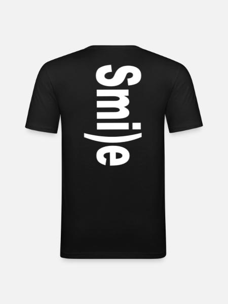 Smile :) - Männer Slim Fit T-Shirt - Schwarz
