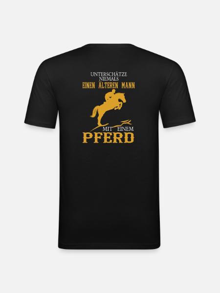 Alter Mann Pferd - Männer Slim Fit T-Shirt - Schwarz