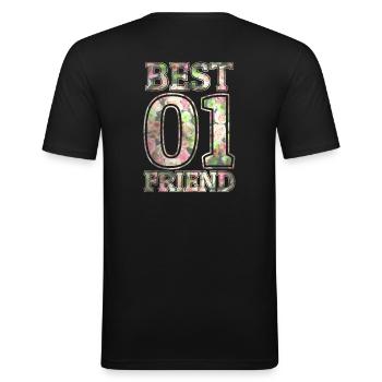 Best Friend - Männer Slim Fit T-Shirt - Schwarz - Hinten - Nik (191cm)