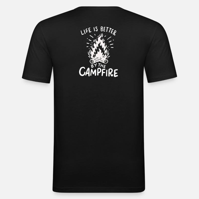 Camping - Männer Slim Fit T-Shirt - Schwarz