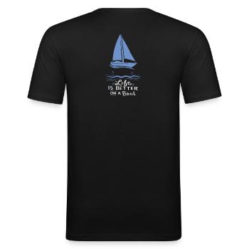 Segeln Segelboot - Männer Slim Fit T-Shirt - Schwarz - Hinten - Nik (191cm)