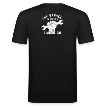 mechanic - Men's Slim Fit T-Shirt - black - Back - Nik (191cm)