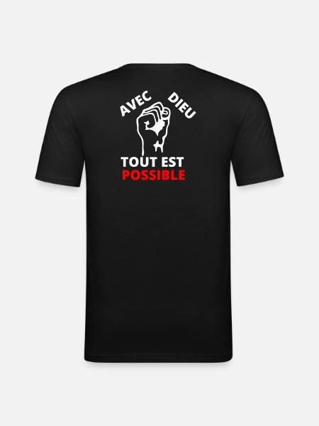 Poing revendicatif inspirant message de solidarité - T-shirt près du corps Homme - noir