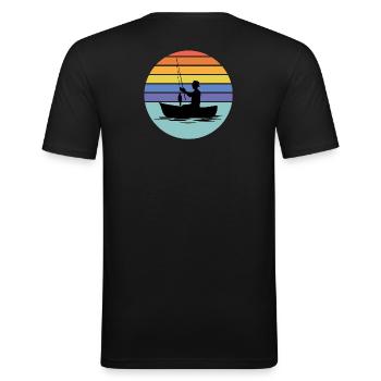 pêche, pêcheur, canne à pêche - T-shirt près du corps Homme - noir - Dos - Nik (191cm)
