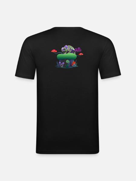 Neon Chameleon on Mushroom Rock - Men's Slim Fit T-Shirt - black