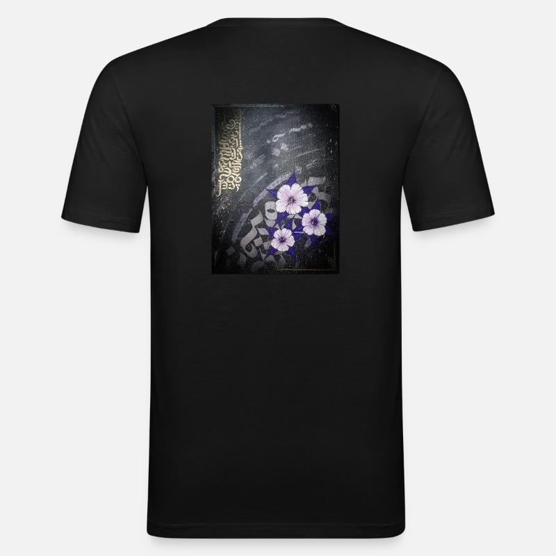 Calligraffiti - Blümchen - Männer Slim Fit T-Shirt - Schwarz