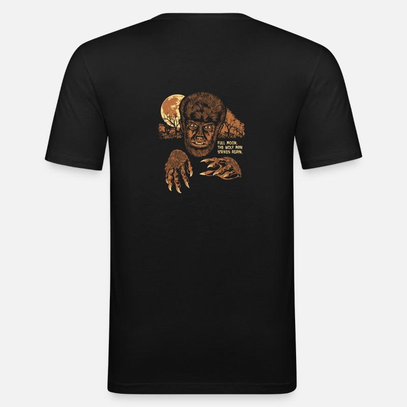 WOLF MANN - Männer Slim Fit T-Shirt - Schwarz