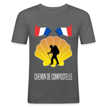 T-shirt près du corps Homme avec motif Chemin de Compostelle: La Randonnée Spirituelle du Pèlerin