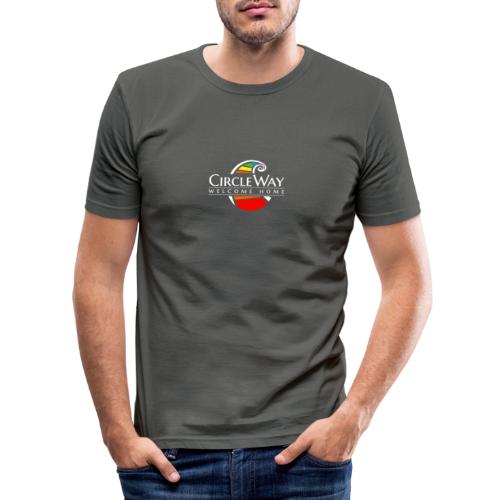 Circleway Welcome Home Logo – weiß - Männer Slim Fit T-Shirt