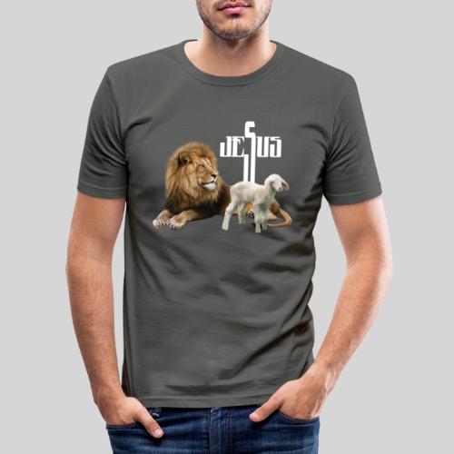 Jesus der Löwe und das Lamm - Männer Slim Fit T-Shirt