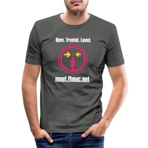 Freifunk Meet - Open-Trusted-Loved weiß - Männer Slim Fit T-Shirt