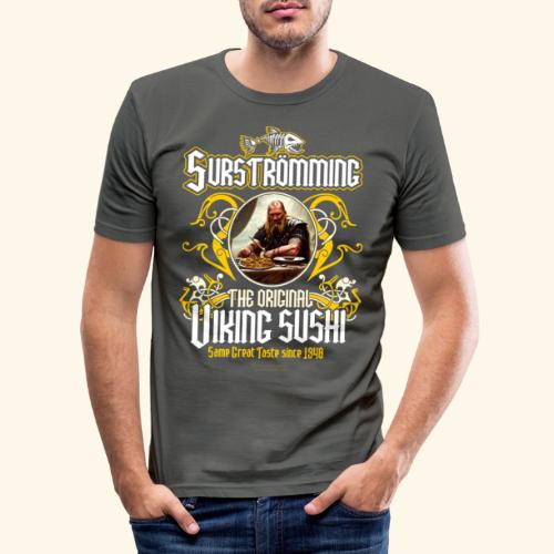 Surströmming T-Shirt Design Wikinger Sushi - Männer Slim Fit T-Shirt