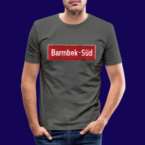 HAMBURG Barmbek Sued Ortsschild rot antik - Männer Slim Fit T-Shirt