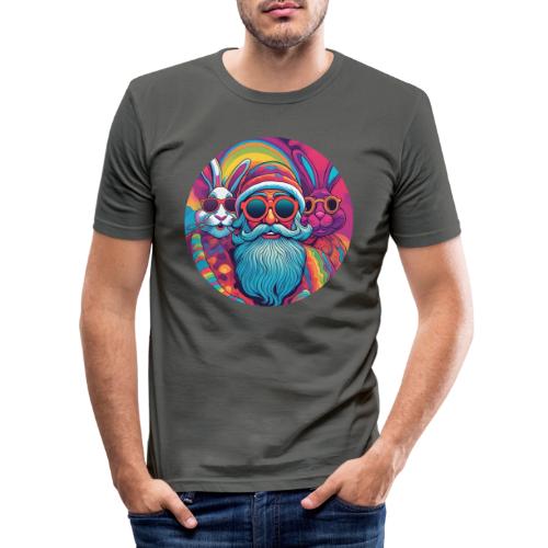 Psycho Weihnachtsmann auf Osterhasen Party (KI) - Männer Slim Fit T-Shirt