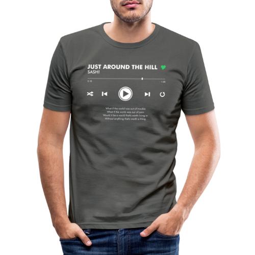 JUST AROUND THE HILL - Play Button & Lyrics - Men's Slim Fit T-Shirt