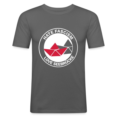 Hate Fascism - Love Seebrücke (auf Schwarz) - Männer Slim Fit T-Shirt