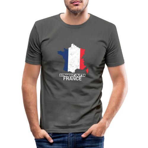 Straight Outta France country map &flag - Men's Slim Fit T-Shirt